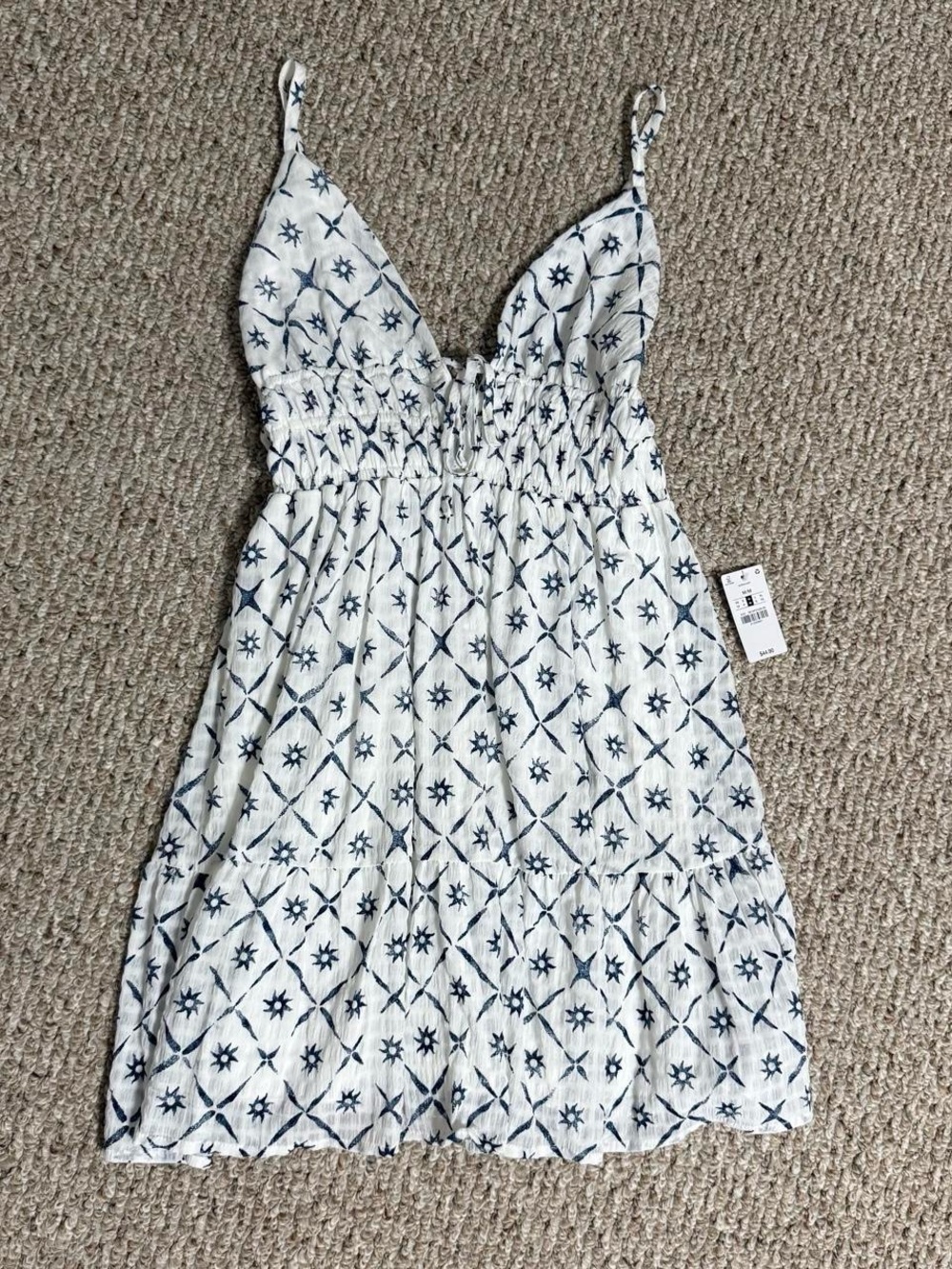 Ardene White Sundress with Navy Print